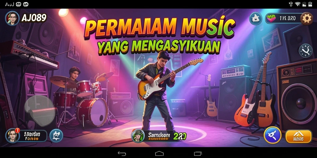 Screenshot permainan AJO89 menampilkan keseruan bermain musik.
