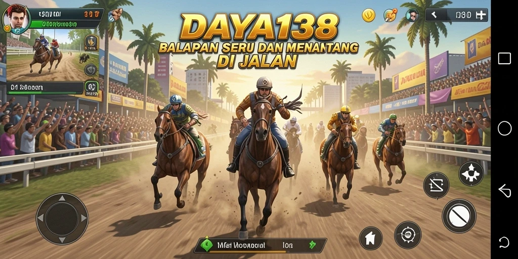 Screenshot gameplay DAYA138 dengan mobil balap melaju kencang di lintasan.