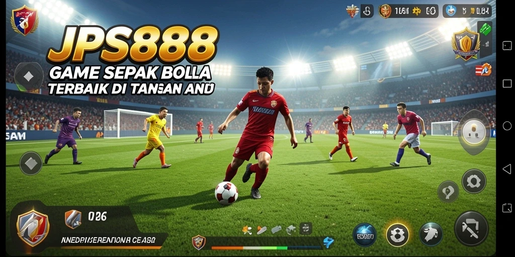 Tampilan gameplay atraktif di JPS888 saat bertanding sepak bola.