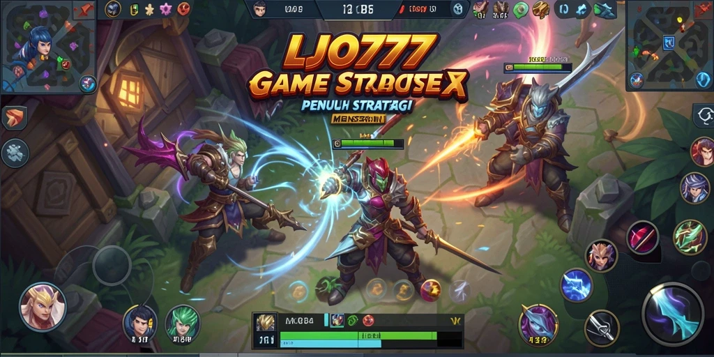 Screenshot gameplay LJO777 menampilkan pertarungan tim yang epik.