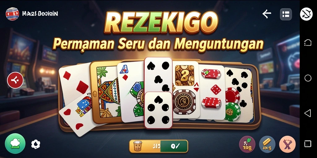 Tampilan gameplay seru dari REZEKIGO saat bermain Domino.